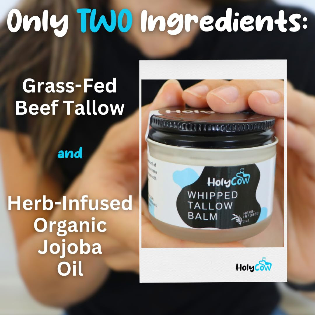 HolyCow Whipped Tallow Balm – 2oz (57g) | Nourishing, Ancestral Moisturiser for Dry, Sensitive & Eczema-Prone Skin