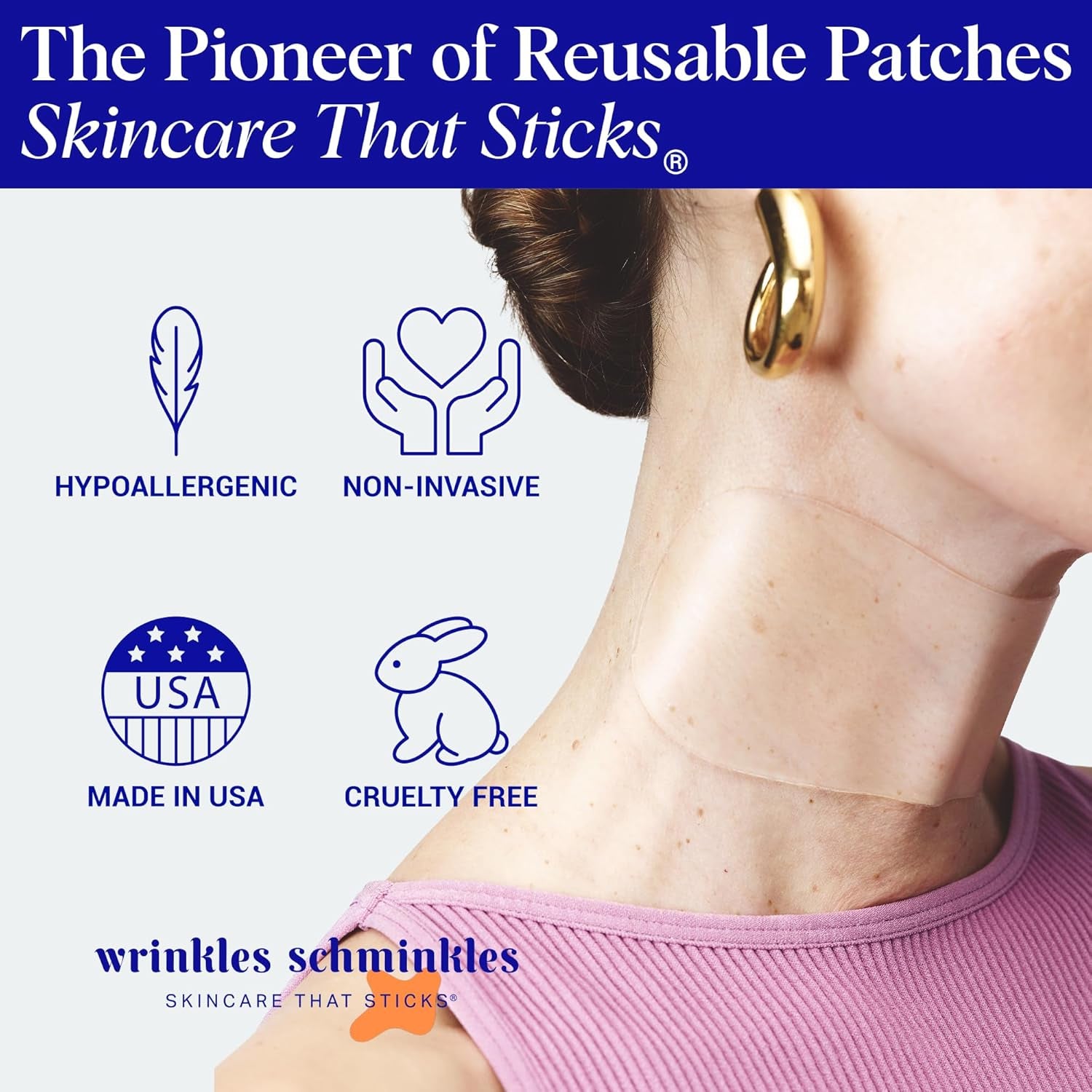 Wrinkles Schminkles Neck Wrinkle Patch – 1 Pack | Reusable Medical Grade Silicone for Neck Lines & Tech Neck