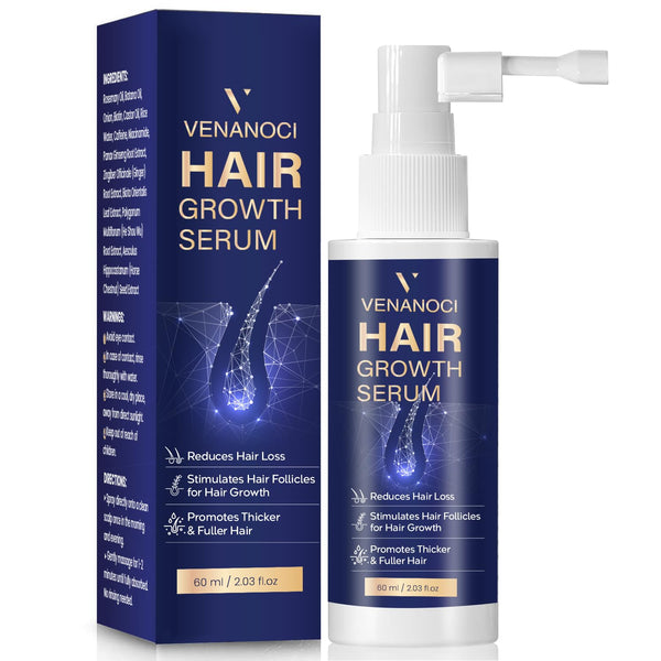Venanoci Hair Growth Serum – 60ml | Rosemary, Rice Water & Biotin for Thicker, Fuller Hair