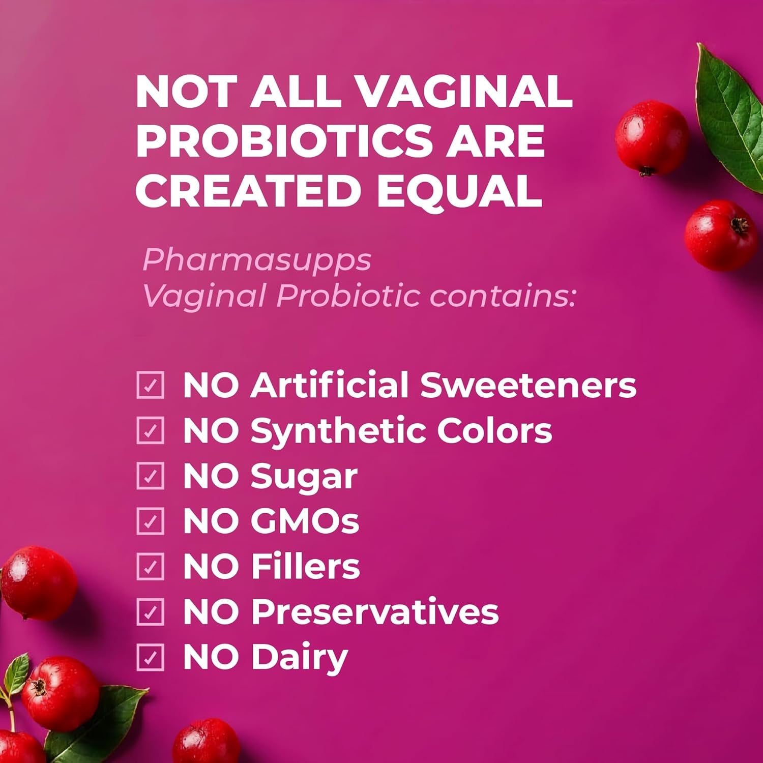 PharmaSupps Vaginal Probiotics – 60 Capsules | 50 Billion CFU + Prebiotics, Cranberry & pH Balance Support
