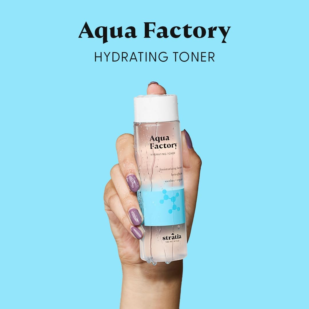 Aqua Factory Hydrating Toner with Beta Glucan, 7 Moisturizing Factors for Barrier Repair, Nourishing Dry & Sensitive Skin, 4Oz