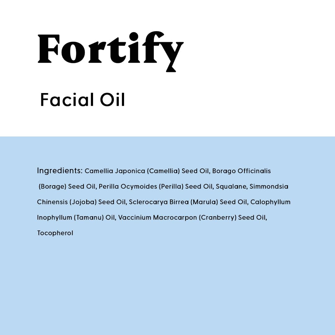 Fortify Restorative Facial Oil - Omega Fatty Acid Blend for Dry, Sensitive & Combination Skin - Non-Greasy, Barrier-Strengthening Hydration with Camellia, Tamanu & Marula Oils - 1 Fl Oz