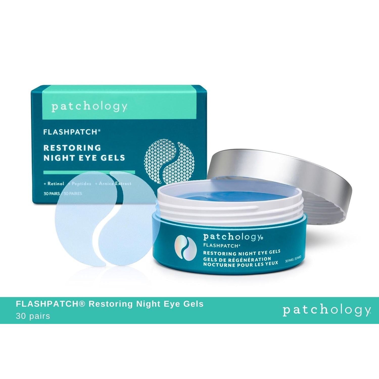 Patchology FlashPatch Restoring Night Eye Gels – 30 Pairs | Overnight Retinol & Peptide Depuffing Treatment