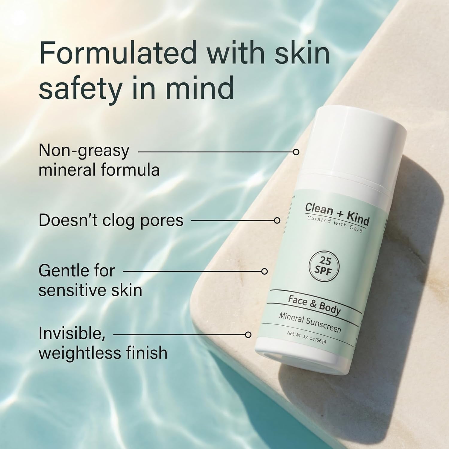 Tallow Sunscreen SPF 25 with Non-Nano Zinc Oxide – Natural Mineral, Reef-Safe & Non-Toxic Sunblock for Face & Body – Non-Greasy, Moisturizing Protection for Sensitive Skin (3.4 Oz)