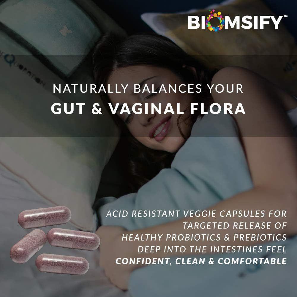 Biom Probiotics Feminine Support – 30 Veggie Capsules | Gut & Vaginal Microbiome Balance