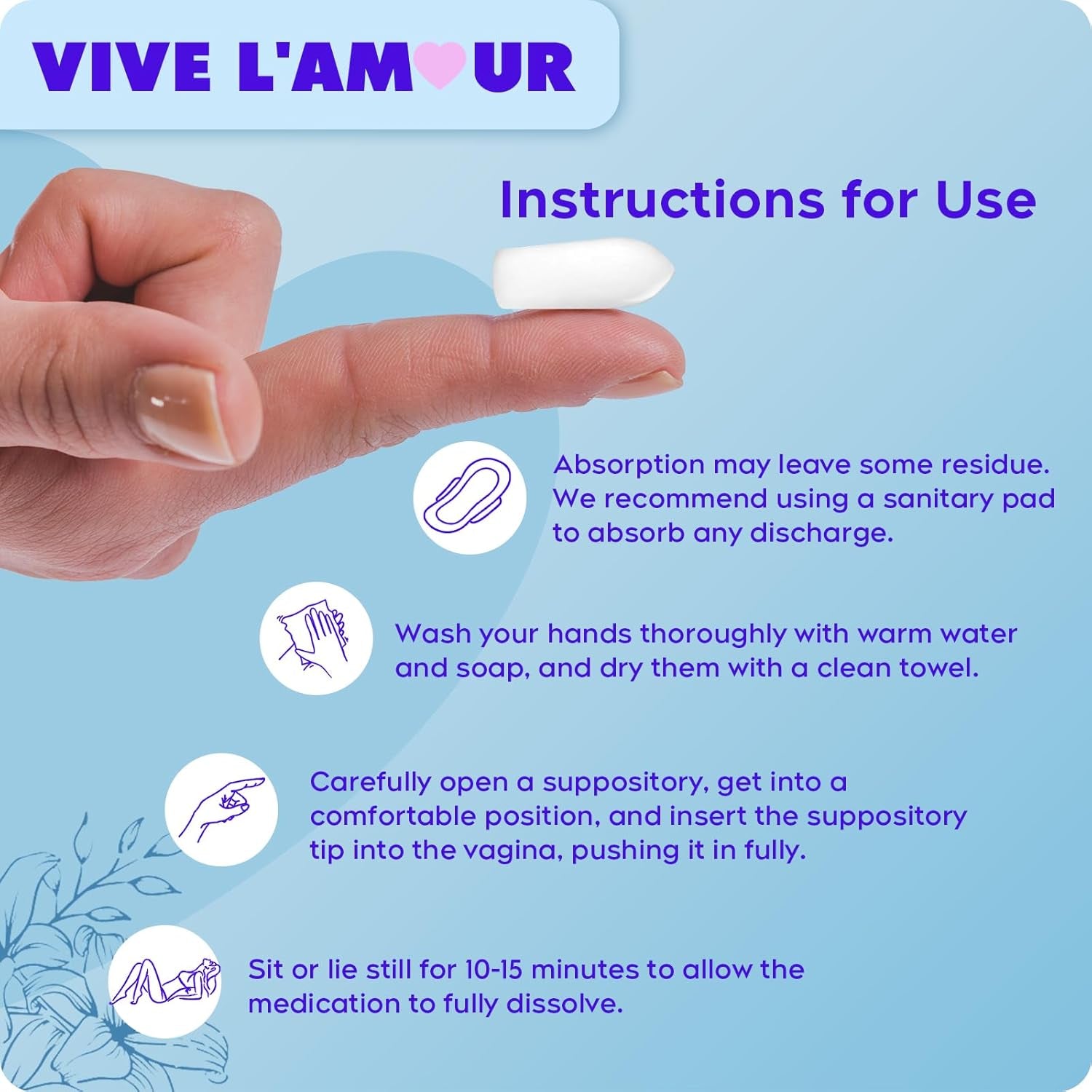 Vive L'Amour 1.5% Hyaluronic Acid Vaginal Suppositories, Vaginal Moisturizer, Continuous Hydration, Relieves Dryness, Restores Natural Softness & Elasticity, Enhances Vaginal Health (12 Inserts)