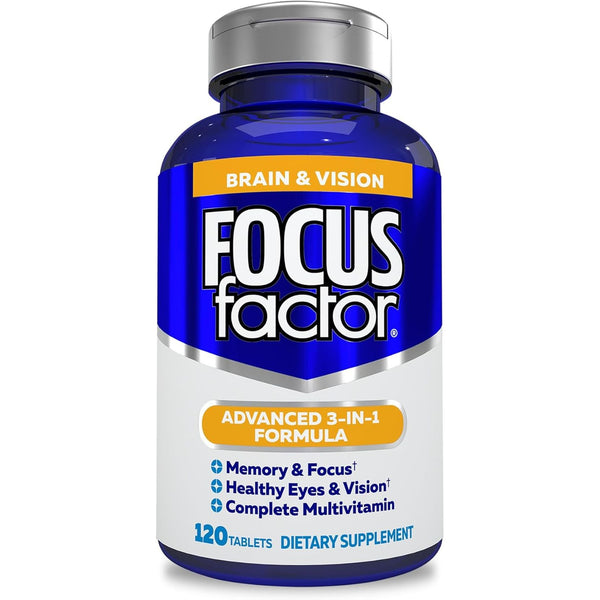 Adults Brain and Vision Supplement, 120 Count - Eye Vitamin, Mineral Supplement & Complete Multivitamin W/Lutein & Zeaxanthin – Brain Supplement for Focus, Concentration, Memory