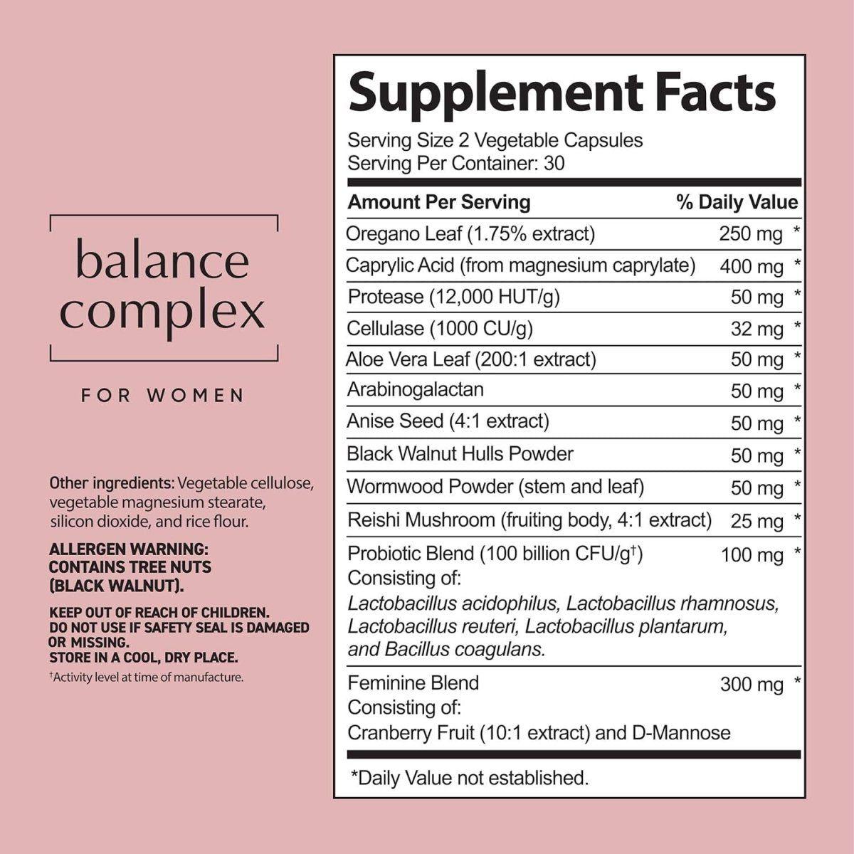 Feminine Balance Complex 17 - In - 1 Vaginal Health 100 Billion Probiotics - 60 Capsules - Glam Global UK