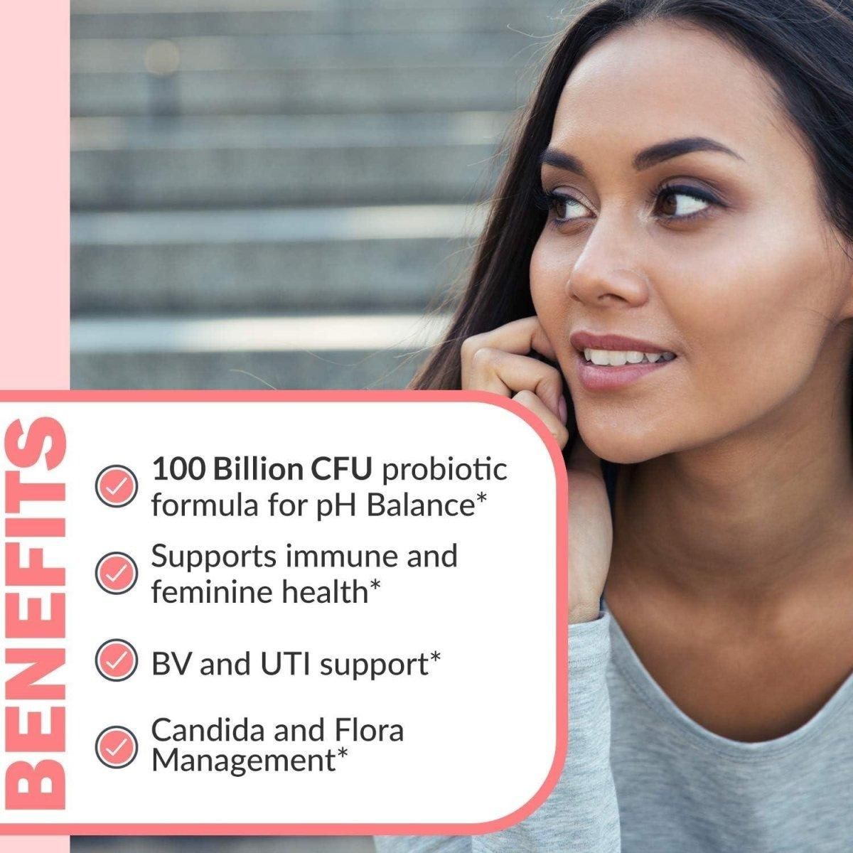 Feminine Balance Complex 17 - In - 1 Vaginal Health 100 Billion Probiotics - 60 Capsules - Glam Global UK