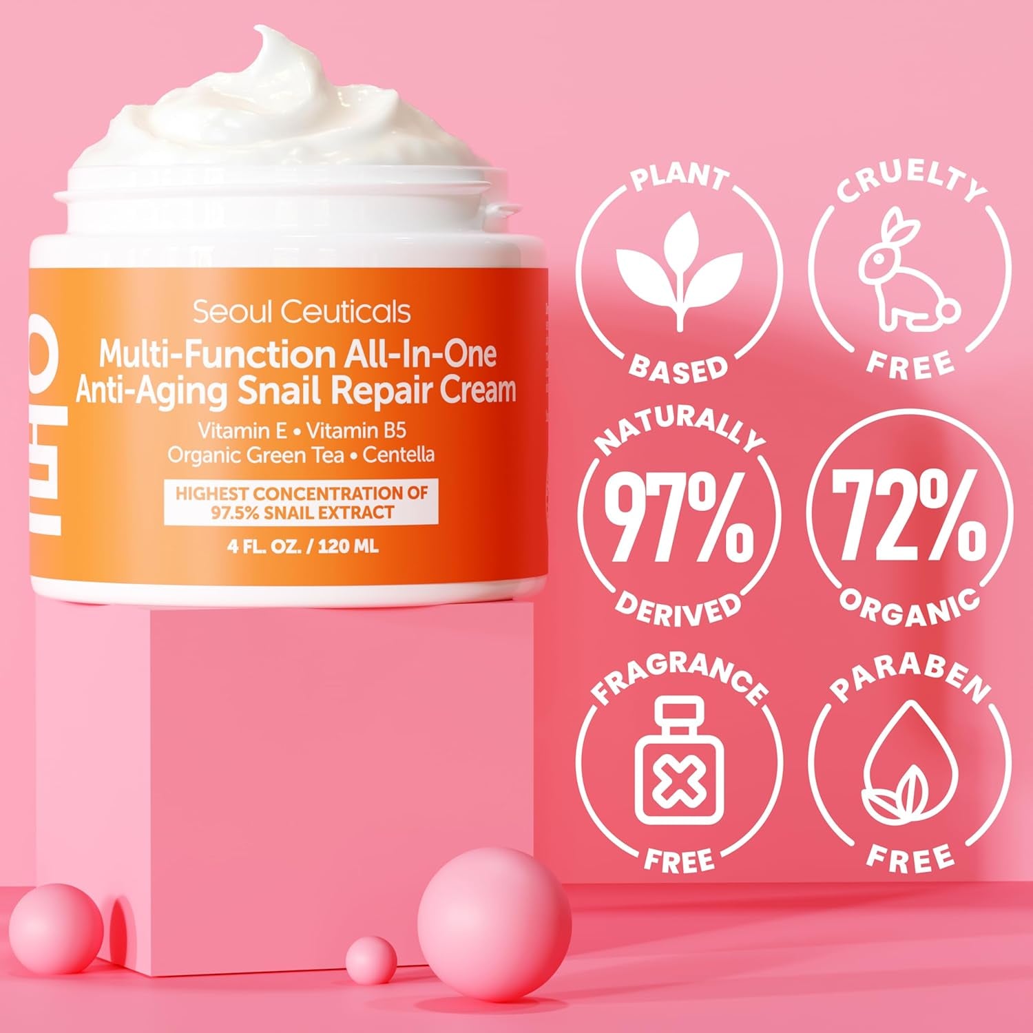 SeoulCeuticals Multi-Function All-In-One Anti-Aging Snail Repair Cream - 120ml (Large Size)