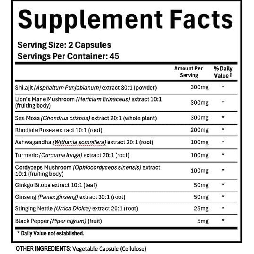 Adndale Shilajit 11-In-1 Supplement - 90 Capsules