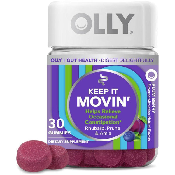 OLLY Gut Health Keep It Movin' Constipation Relief – 30 Gummies | Gentle, Overnight Digestive Support