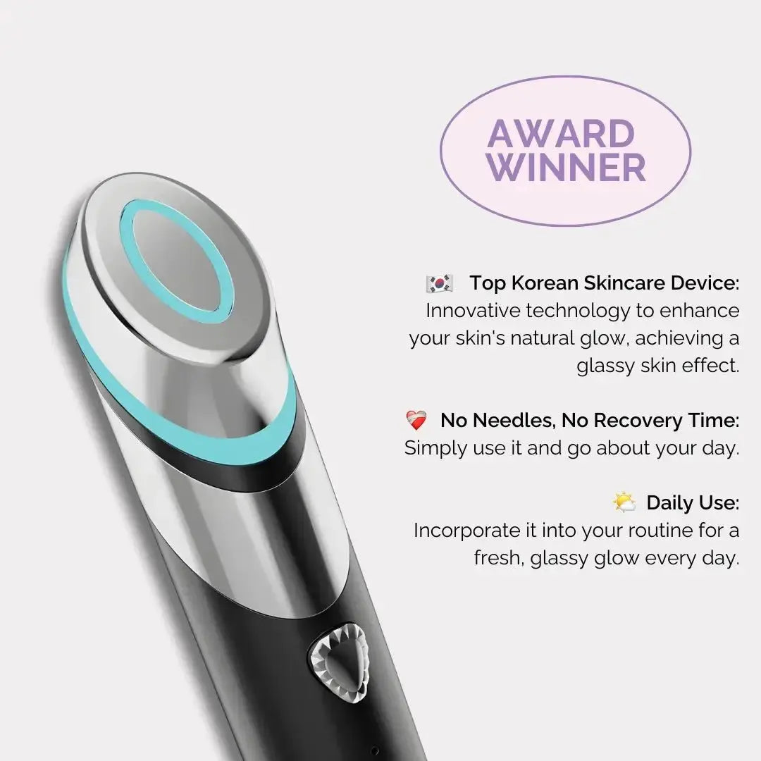 GlowGlass Booster Facial Light Therapy Wand – 4 - in - 1 LED Skincare Solution for Radiant Skin - Glam Global UK