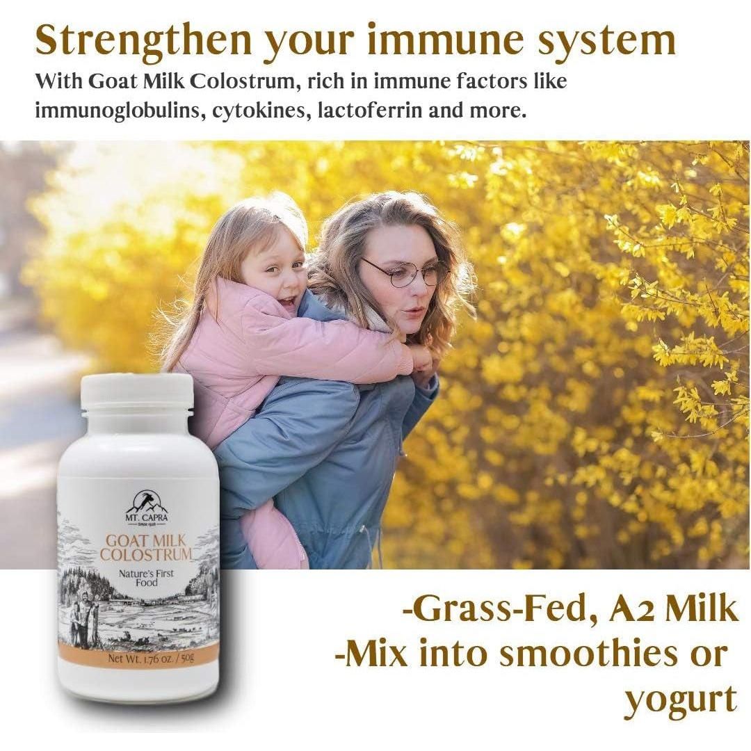 Goat Milk Colostrum | for Healthy Immune System, Gut, and Athletic Performance, Grass - Fed, High in Immunoglobulins - 50 Grams (2900 Mg per Serving) - Glam Global UK