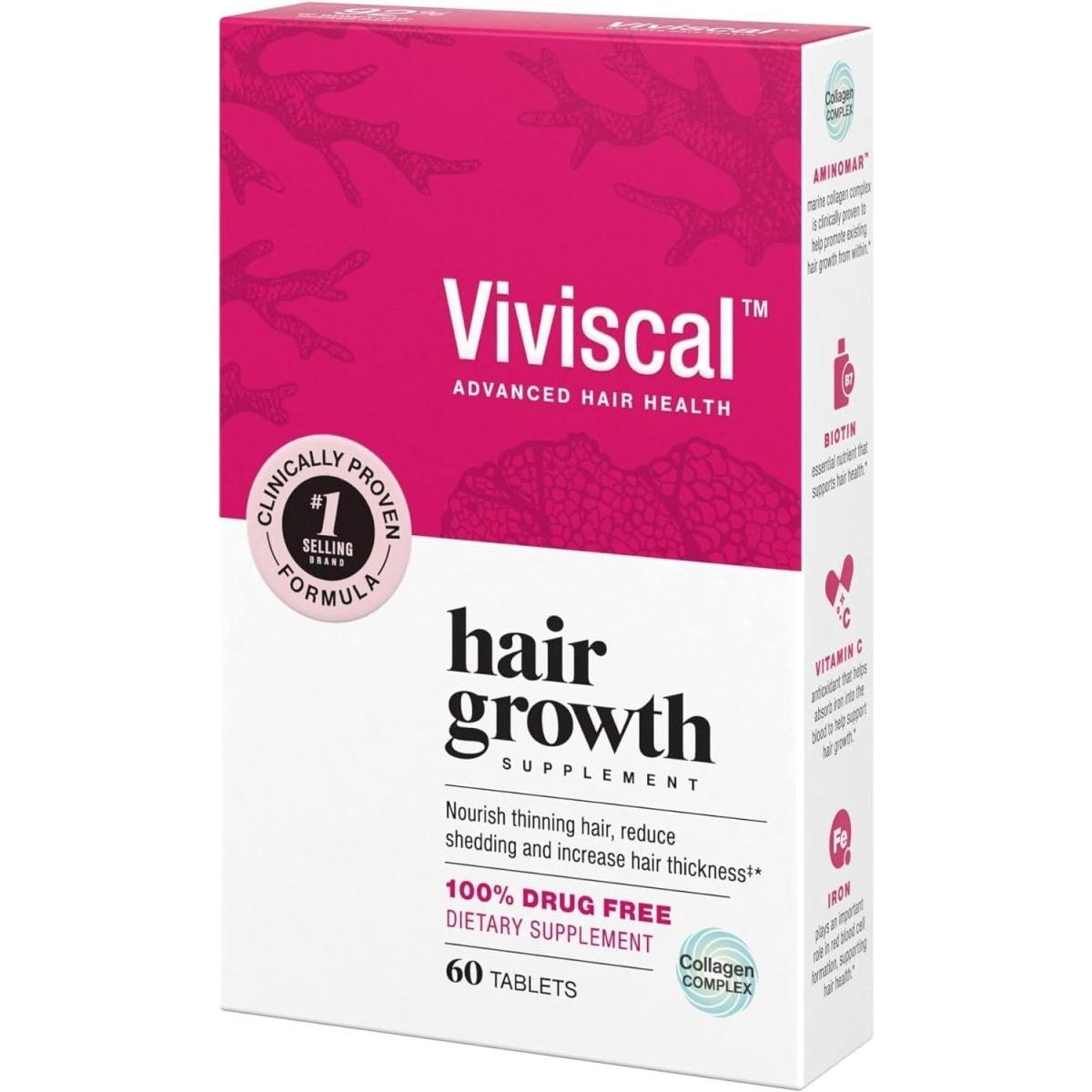 Hair Growth Supplements for Women to Grow Thicker, Fuller Hair, Clinically Proven with Proprietary Collagen Complex, 60 Count (Pack of 1), 1 Month Supply - Glam Global UK