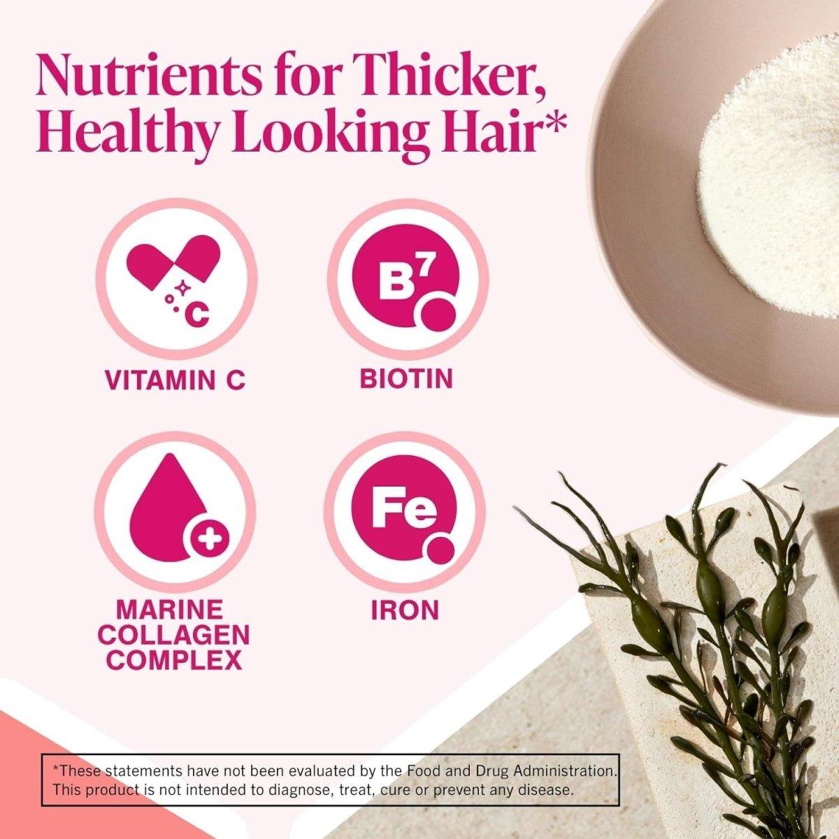 Hair Growth Supplements for Women to Grow Thicker, Fuller Hair, Clinically Proven with Proprietary Collagen Complex, 60 Count (Pack of 1), 1 Month Supply - Glam Global UK