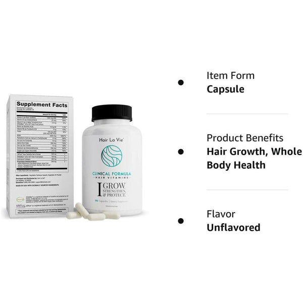 Hair La Vie Clinical Formula Hair Growth Vitamins with Biotin 5000Mcg - 90 Count - Glam Global UKHair La Vie