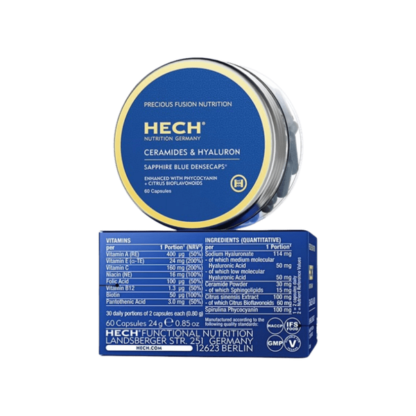 HECH Ceramides & Hyaluron Sapphire Blue Densecaps - 60 Capsules - Glam Global UKHECH