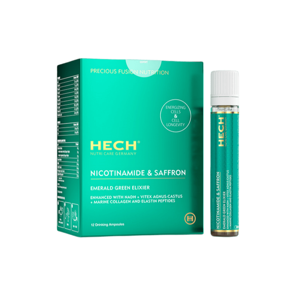 HECH Nicotinamide & Saffron Emerald Green Elixier - 12 x 22.5 mL per box - Glam Global UKHECH