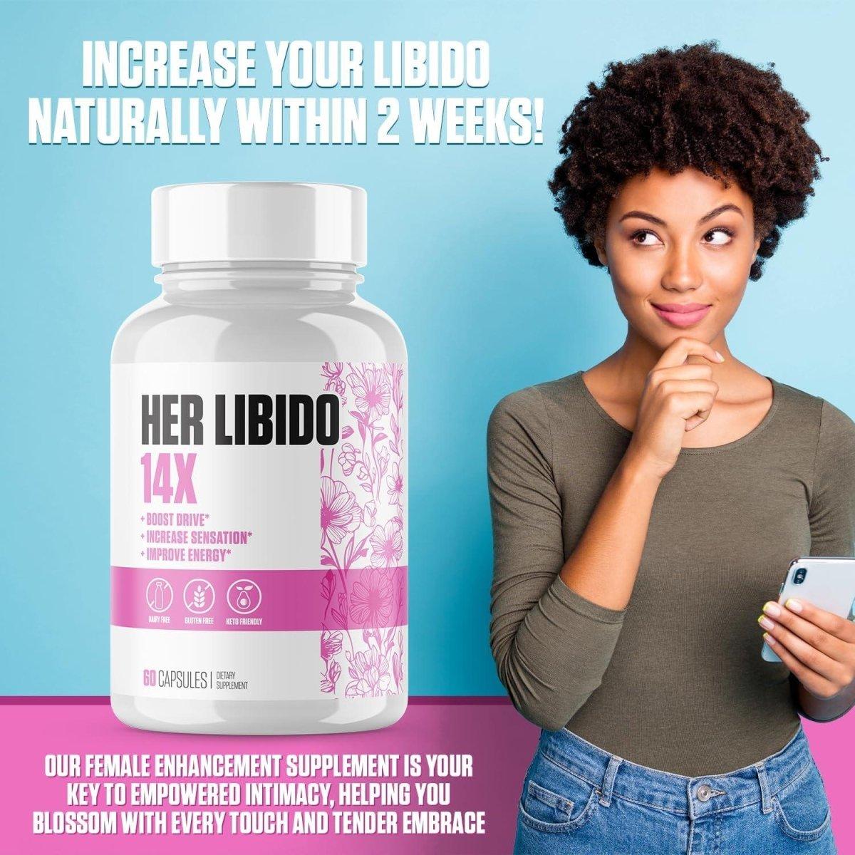 Her Libido 14X Extra Strength | #1 Rated Female Enhancement & Energy Booster - 60 Pills - Glam Global UK