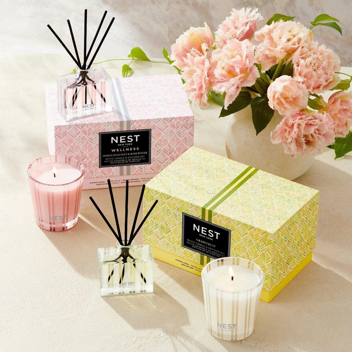 Himalayan Salt and Rosewater Petite Candle and Petite Reed Diffuser Set (Limited Edition) - Glam Global UK