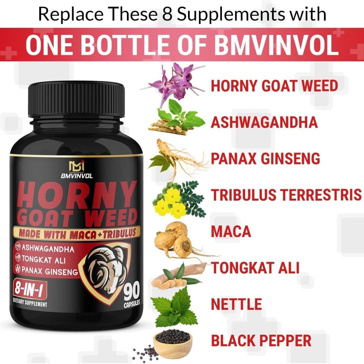 Horny Goat Weed Capsules - 7000Mg Herbal Equivalent - 3 Months Supply (90 Capsules) - Glam Global UK