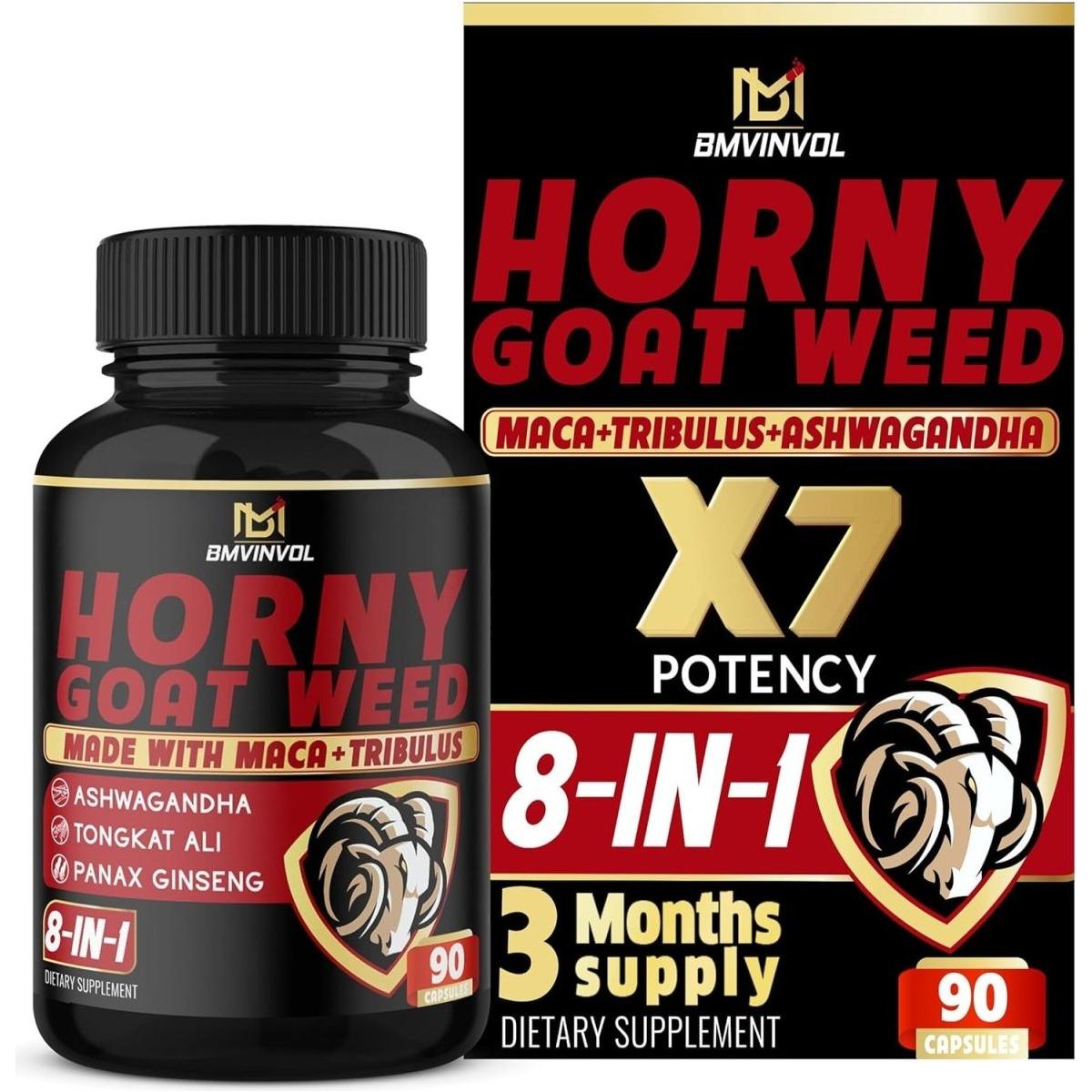 Horny Goat Weed Capsules - 7000Mg Herbal Equivalent - 3 Months Supply (90 Capsules) - Glam Global UK