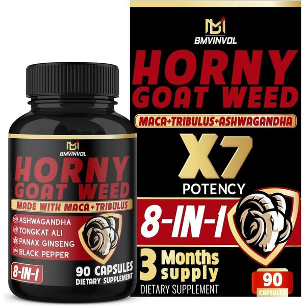Horny Goat Weed Capsules - 7000Mg Herbal Equivalent - 3 Months Supply (90 Capsules) - Glam Global UKBMVINVOL