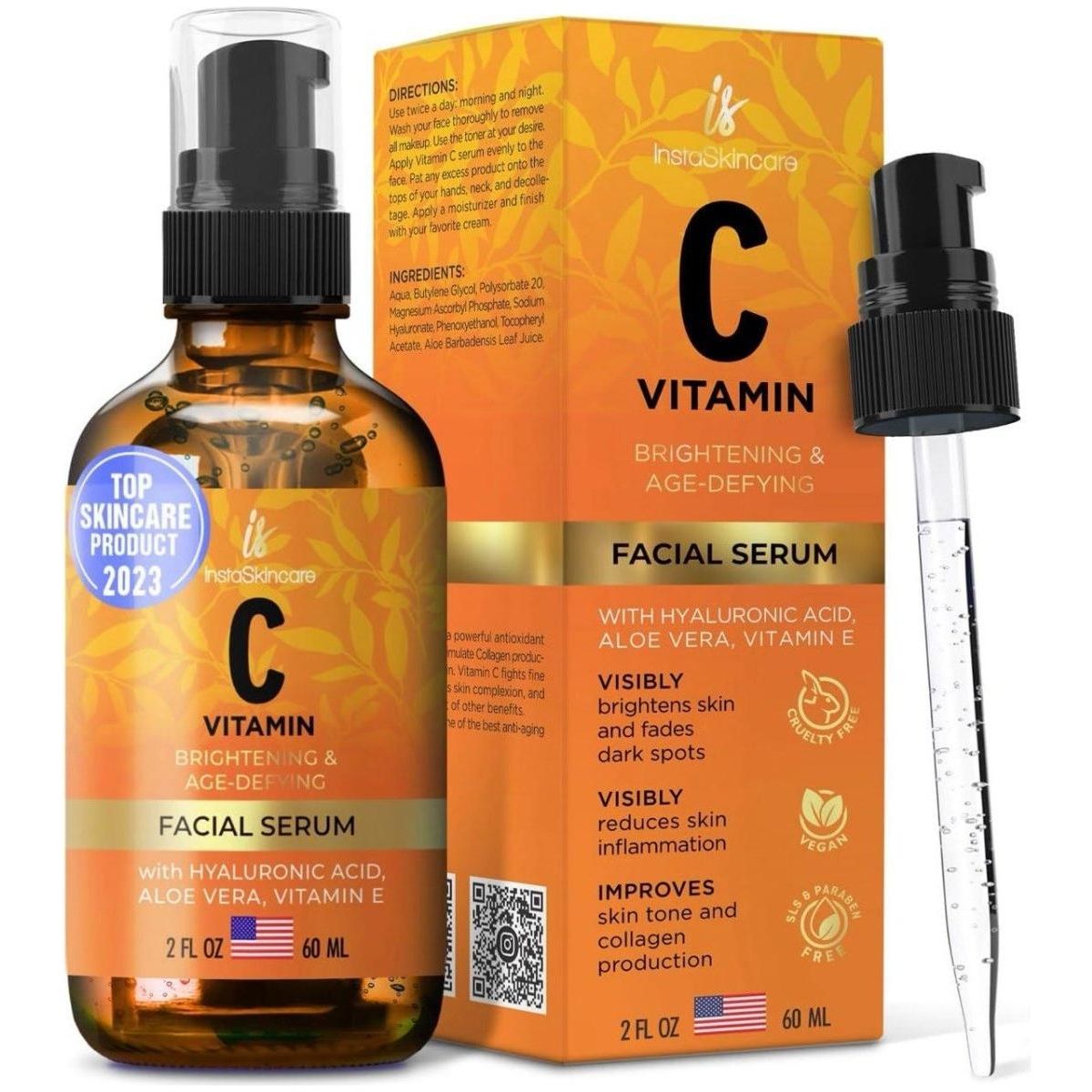 InstaSkincare Vitamin & Brightening Serum - Double Size 60ml - Glam Global UK