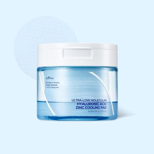 Isntree Ultra - Low Molecular Hyaluronic Acid Zinc Cooling Pad 150ml (60 Pads) | Hydration & Skin Cooling - Glam Global UKIsntree