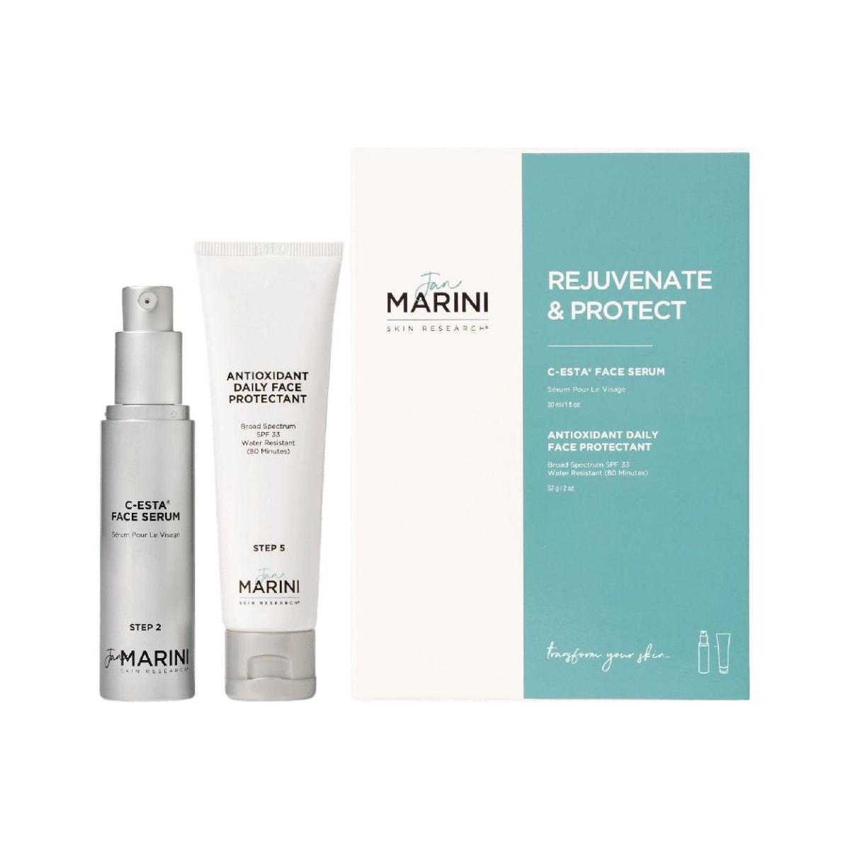 Jan Marini Rejuvenate and Protect with Antioxidant Daily Face Protectant SPF 33 | Vitamin C & C - ESTA Serum Set - Glam Global UK