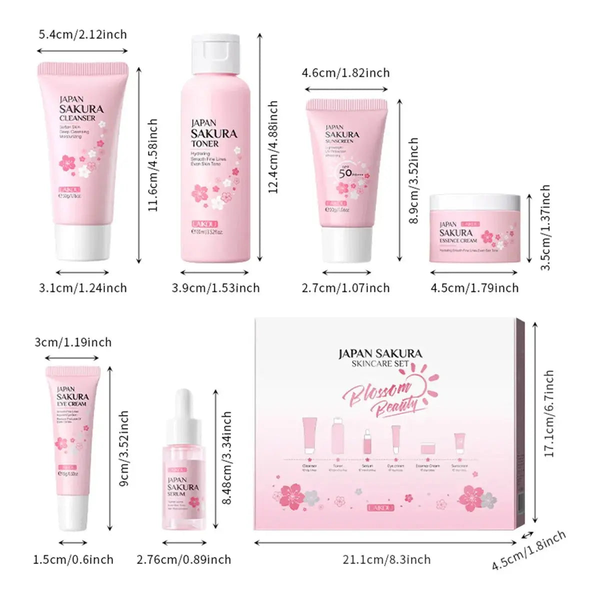 Japan Sakura Skincare Gift Set – 6 Essential Products for Radiant, Youthful Skin - Glam Global UK