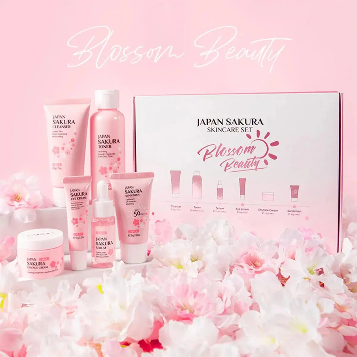 Japan Sakura Skincare Gift Set – 6 Essential Products for Radiant, Youthful Skin - Glam Global UK