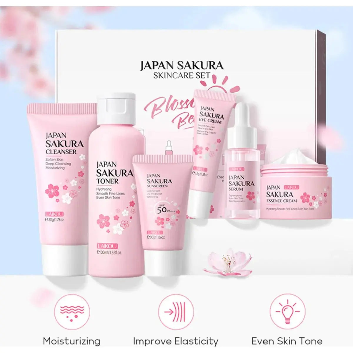 Japan Sakura Skincare Gift Set – 6 Essential Products for Radiant, Youthful Skin - Glam Global UK