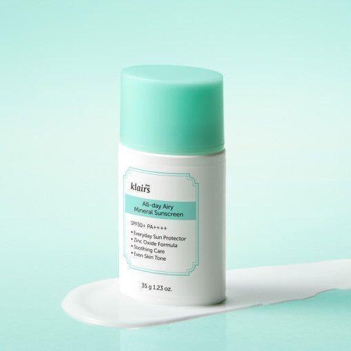 KLAIRS All - day Airy Mineral Sunscreen SPF50+ PA++++ - Lightweight, Non - Irritating Protection for Sensitive Skin - Glam Global UKKLAIRS