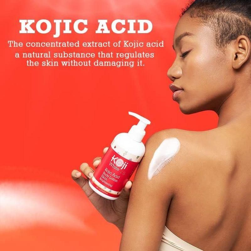 Kojic Acid Skin Brightening Body Lotion - Daily Moisturizer & Glowing Skin, Dark Spots, Uneven Skin Tone, Vegan, Not Tested on Animals, 8.45 Fl Oz Bottle - Glam Global UK