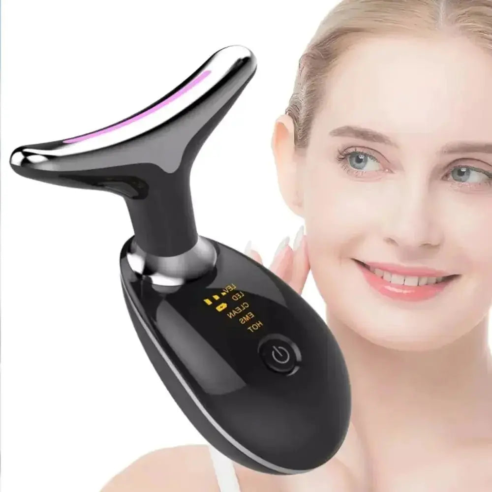 LED Light Therapy & Heat Treatment Anti Wrinkle Face & Neck Massager - Glam Global UK