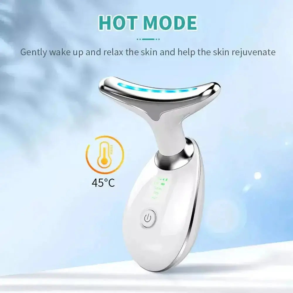 LED Light Therapy & Heat Treatment Anti Wrinkle Face & Neck Massager - Glam Global UK