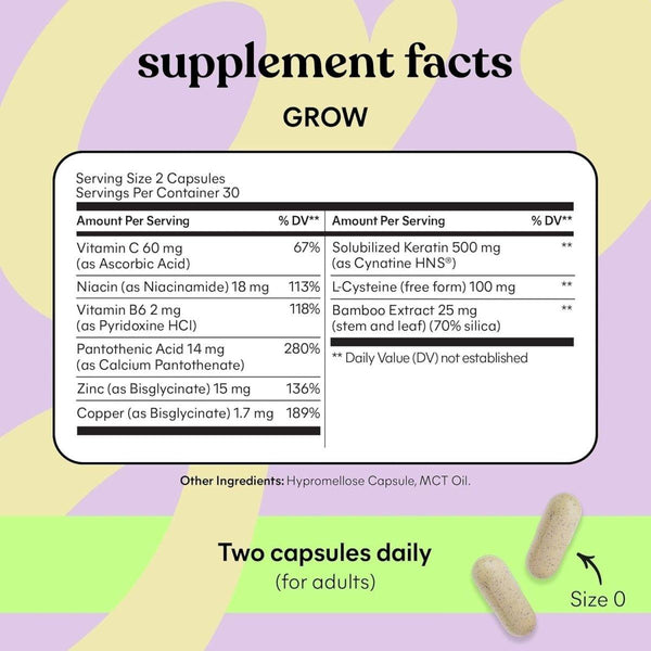 Lemme Grow Hair Growth Reduced Shedding - 1 Month Supply (60 Capsules) - Glam Global UKLemme