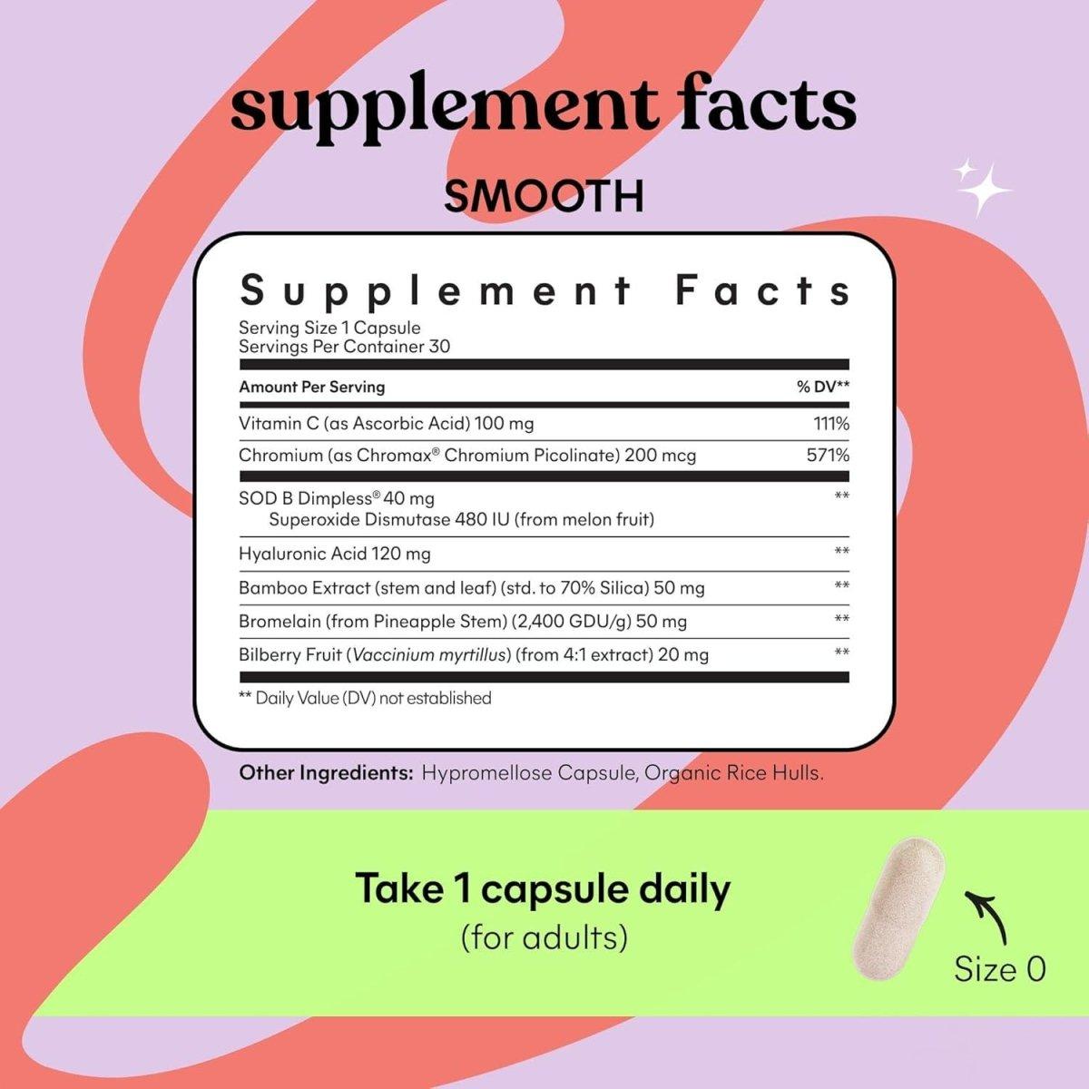 Lemme Smooth Cellulite Support Capsules - 30 Ct (One Month Supply) - Glam Global UK