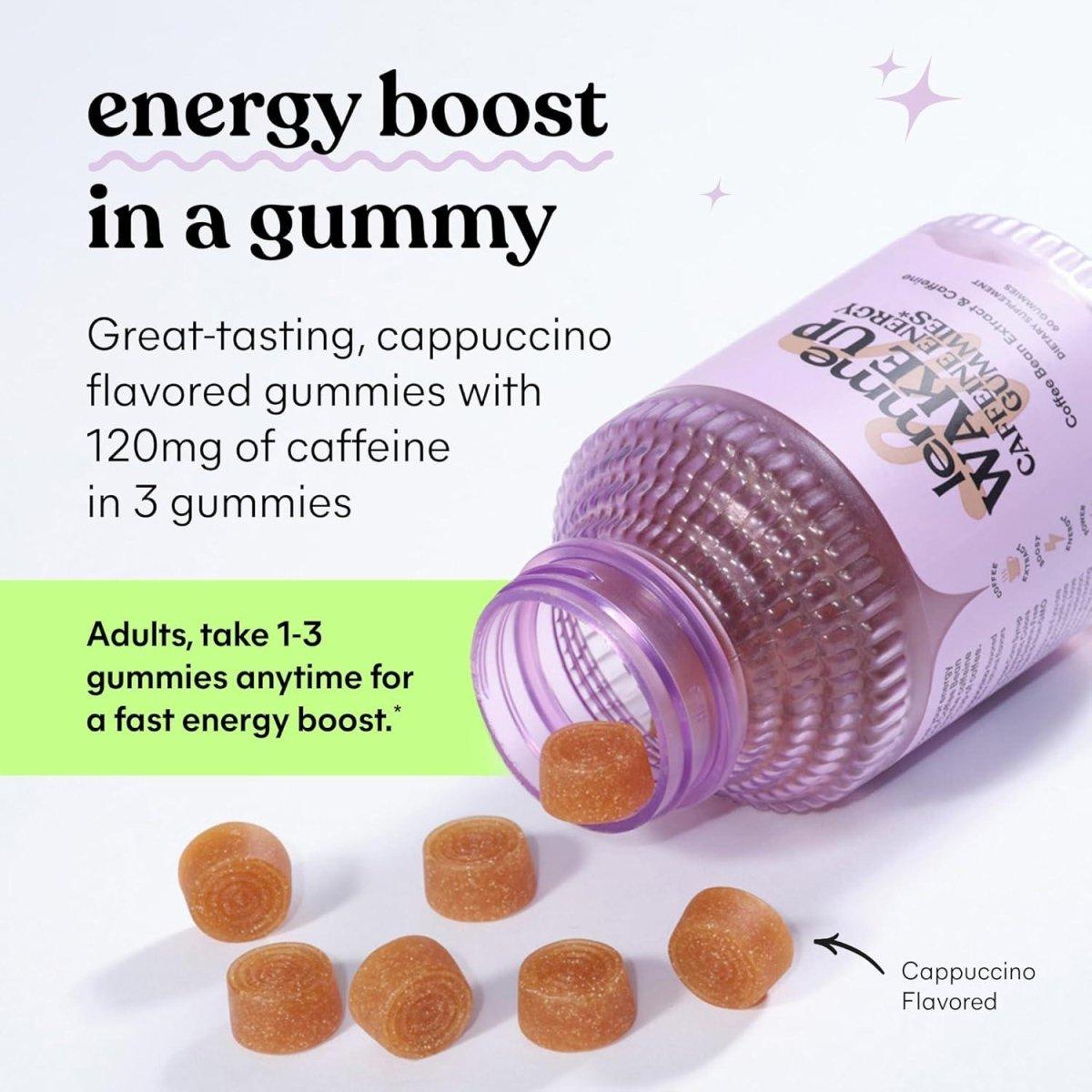 Lemme Wake up Caffeine Energy Gummies, 80Mg of Caffeine per Serving - 1 Month Supply (60 Ct) - Glam Global UK