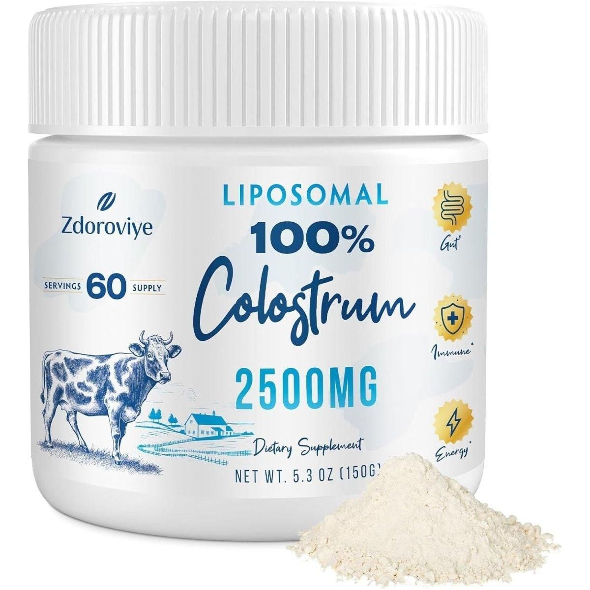 Liposomal Bovine Colostrum Powder Supplement 2500 Mg - from Grass - Fed Cows, High Absorption than Regular Bovine Colostrum for Immune, Gut, Hair, Skin (60 Servings) - Glam Global UK