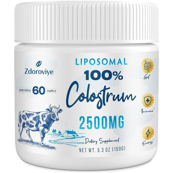 Liposomal Bovine Colostrum Powder Supplement 2500 Mg - from Grass - Fed Cows (60 Servings) - Glam Global UKLiposomal