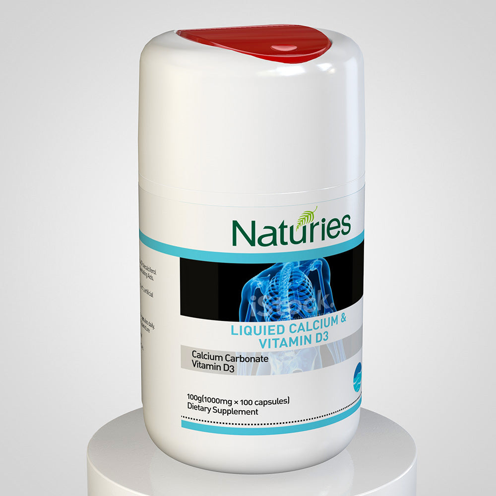Naturies Liquid Calcium & Vitamin D3 – 100 Capsules | Bone, Teeth & Immune Support from New Zealand