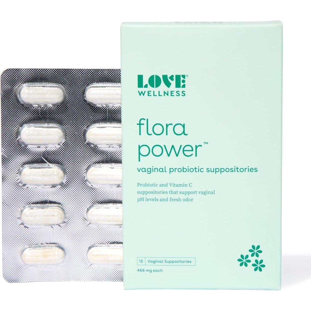 Love Wellness Flora Power Vaginal Probiotic Suppositories (10 Count) - Glam Global UK