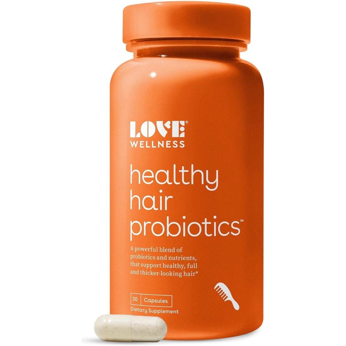 Love Wellness Healthy Hair Probiotics Supplement for Healthy Scalp & Thicker, Fuller Looking Hair - 30 Capsules - Glam Global UK