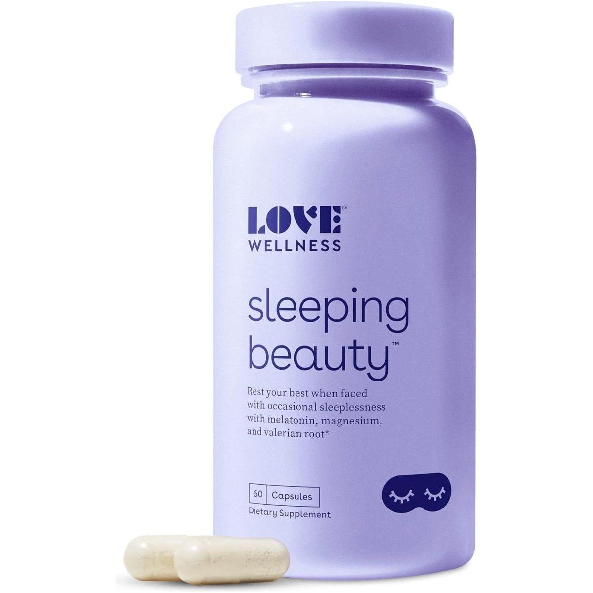 Love Wellness Sleeping Beauty Melatonin, Magnesium & L - Theanine - 60 Capsules - Glam Global UK