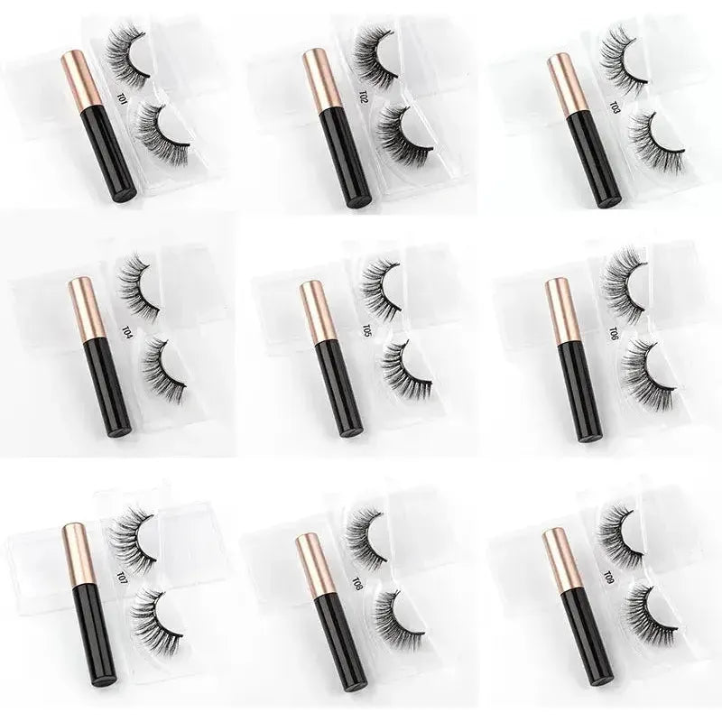 Magnetic Eyelashes Set with Waterproof Eyeliner and Tweezer - Glam Global UK