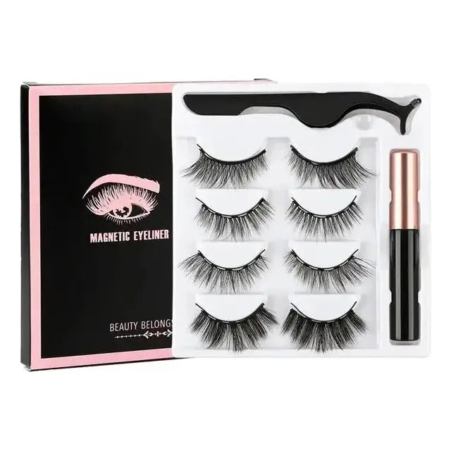 Magnetic Eyelashes Set with Waterproof Eyeliner and Tweezer - Glam Global UK