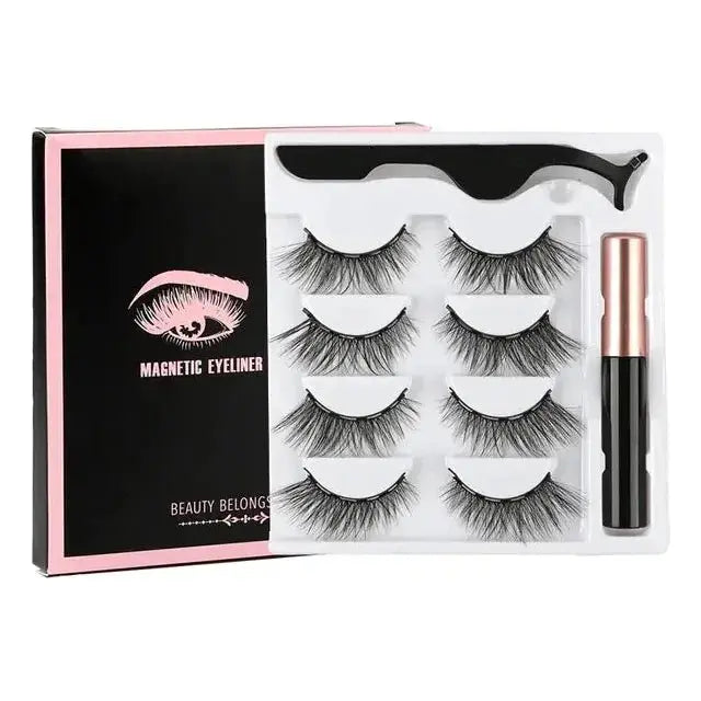 Magnetic Eyelashes Set with Waterproof Eyeliner and Tweezer - Glam Global UK